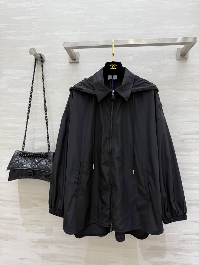 Moncle2's new early fall zippered hooded lightweight jacket with a short front a