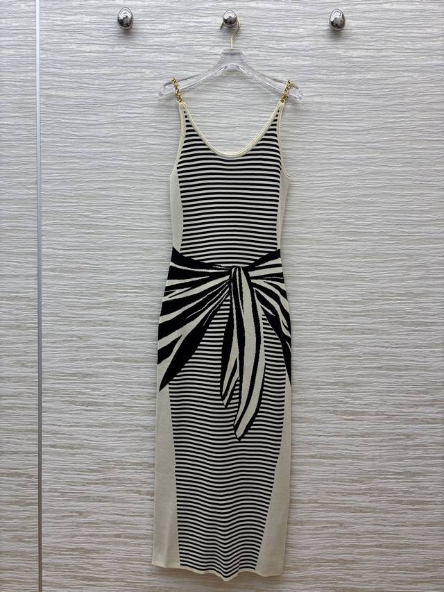 Sch 25 Autumn and winter striped fake two-piece strap knitted suspender dress se