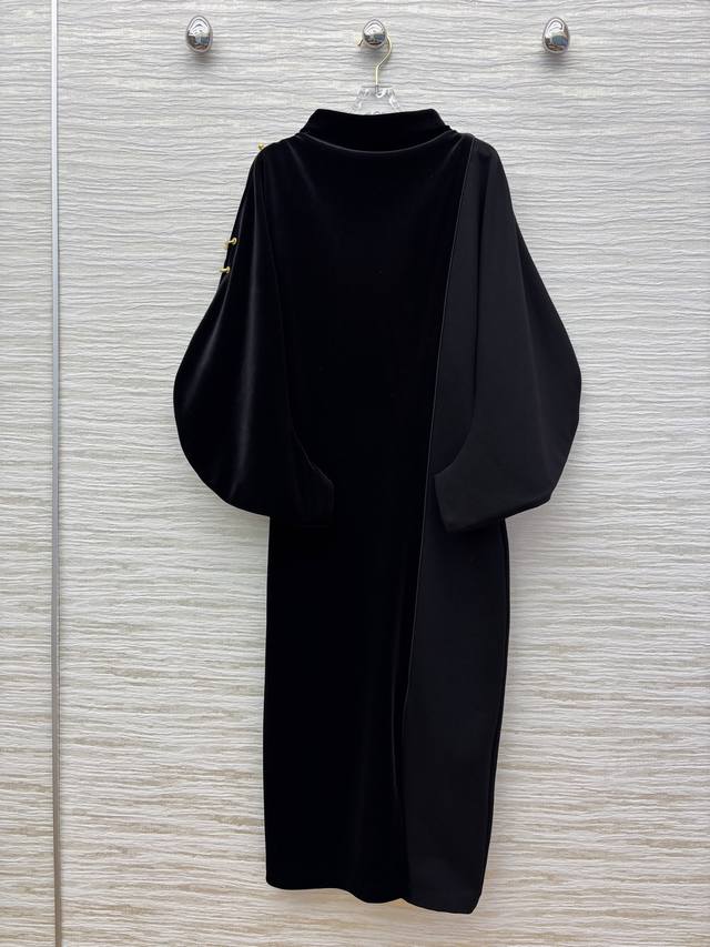 Sch 25 New scimitar sleeve design stand collar velvet dress scimitar sleeve desi