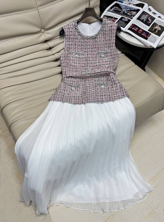 Early Autumn New Haute Couture 2025 Autumn and Winter New Tweed Pleated Chiffon