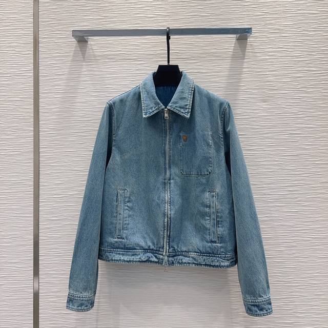 Am*I 2025Fw new jacket with distressed effect, plain denim, high-value appearanc