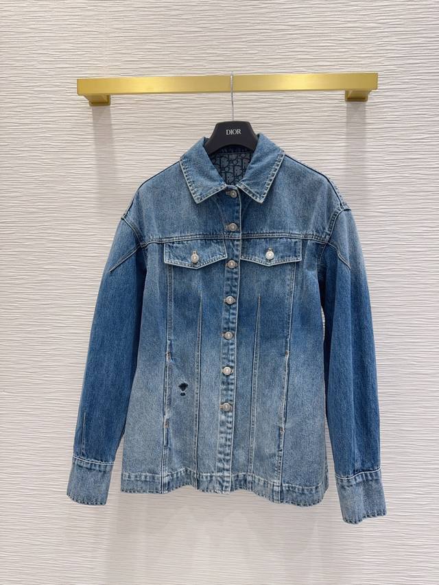 Christian Dio* 2025Fw new coat with distressed effect, plain denim, high-value a