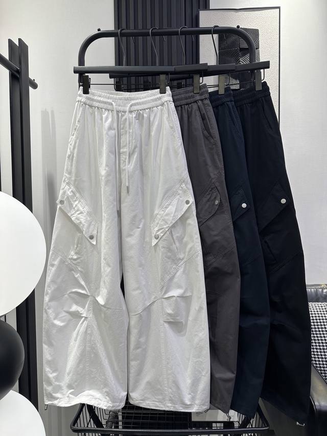 Balenciaga - American-style elastic high-waist drawstring casual pants with draw