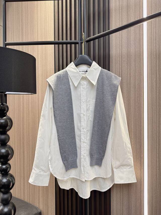 Ann Andelman 2025 Fall/Winter new Ann new shawl fake two-piece shirt is here! Th