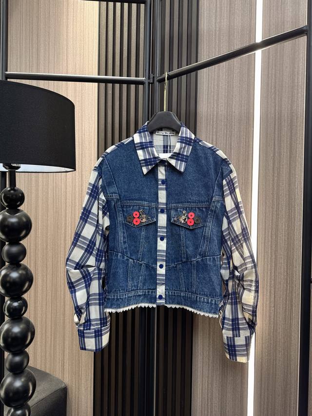 Acne 2025 autumn and winter new style provocative button pin decoration, plaid c
