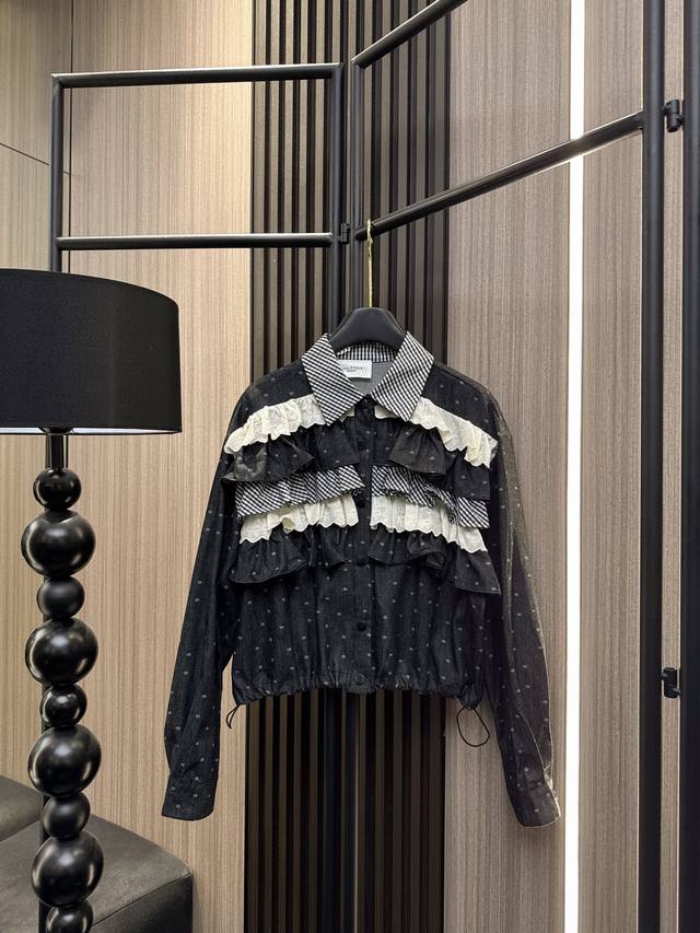 Isabel's 2025 autumn and winter new color-blocked denim jacket has a delicate la