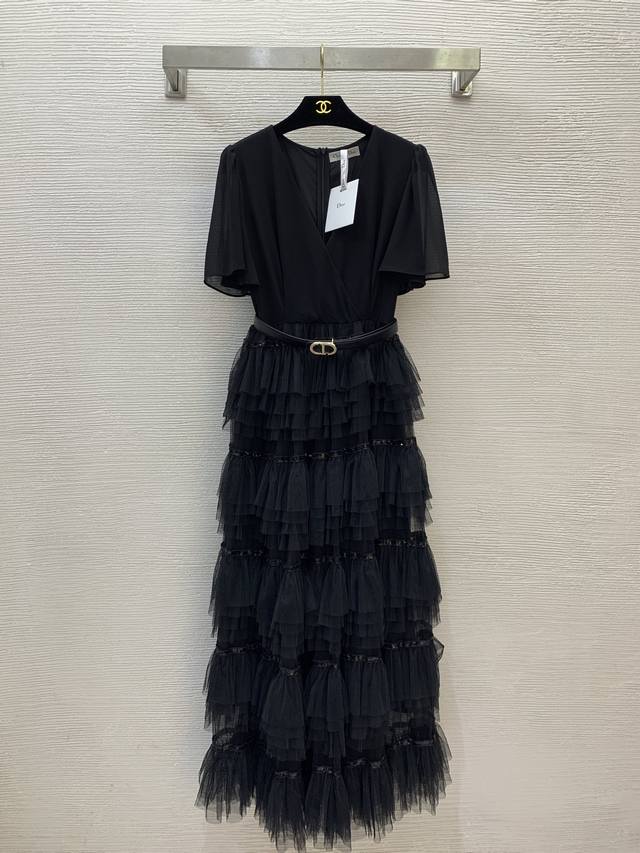 Dio* New high-end custom-made layered mesh splicing with sequined edging, slimmi