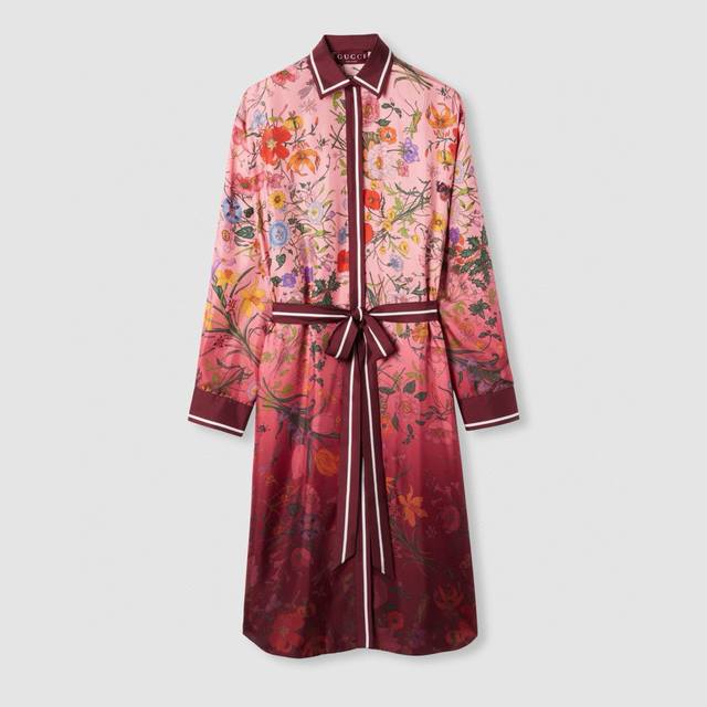 Gucc* New custom colorful floral print, contrasting color trim, button-down lape