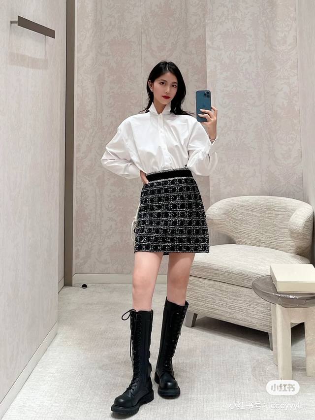 Dio skirt* new high-end custom, D brand diamond pattern snow blend knit fabric,