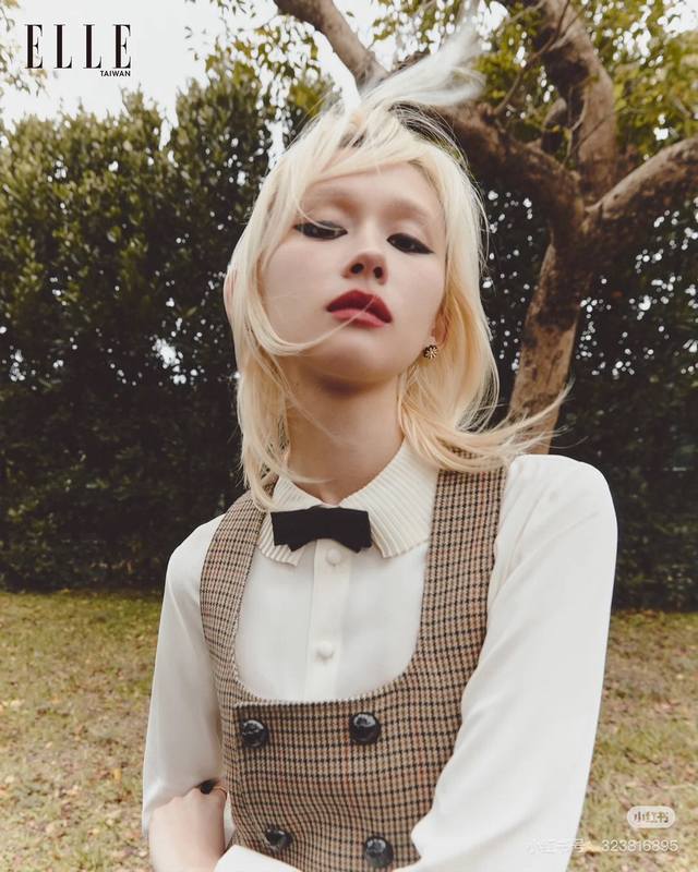 Celin* New style sweet and youthful bow tie decorated pleated lapel loose and fa