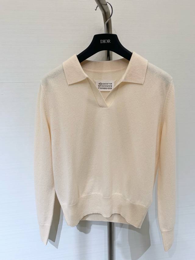 Mm6 Ma*La 2025 Early Autumn New Four-Corner Stitched Olo Open Collar Long-Sleeve