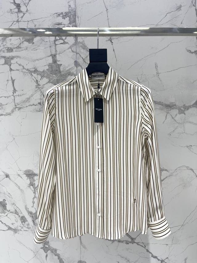 The Saint Family Women's Striped Mulberry Silk Shirt is a versatile piece for b