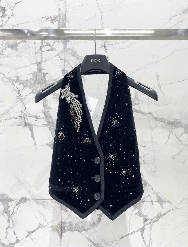 Dior diamond beaded velvet halter neck vest Spot version Yb1:1 heavy beaded ver
