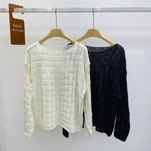 New autumn heavy sequins woven thin versatile casual fashionable hollow loose s
