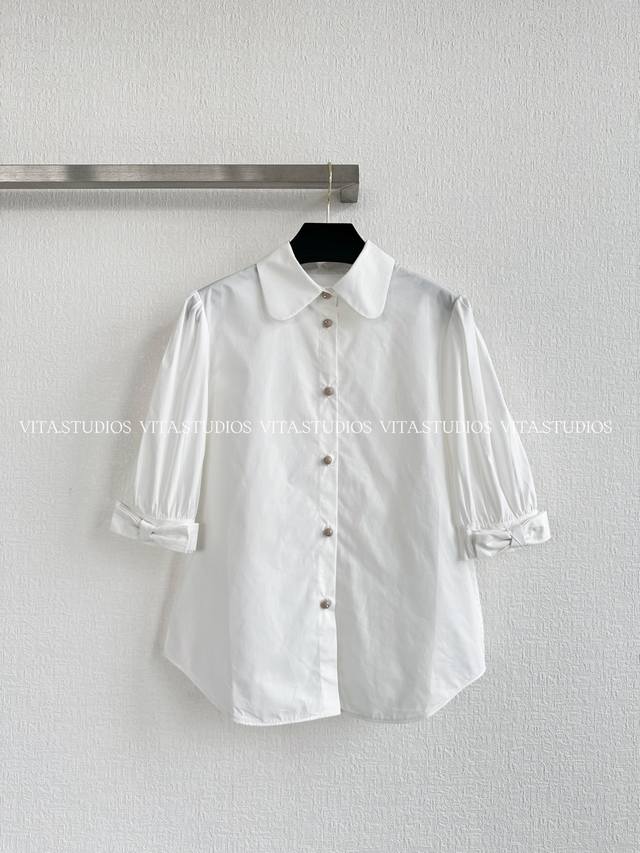 Hot-selling spot baby collar bow shirt Made of poplin cotton fabric, soft and sk