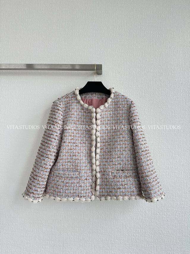 Hot-selling item in stock Embroidered Ribbon Tweed Jacket Made from premium cott