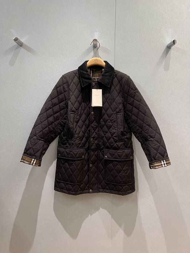 Autumn and winter rush corduroy collar diamond quilted cotton jacket mid-length