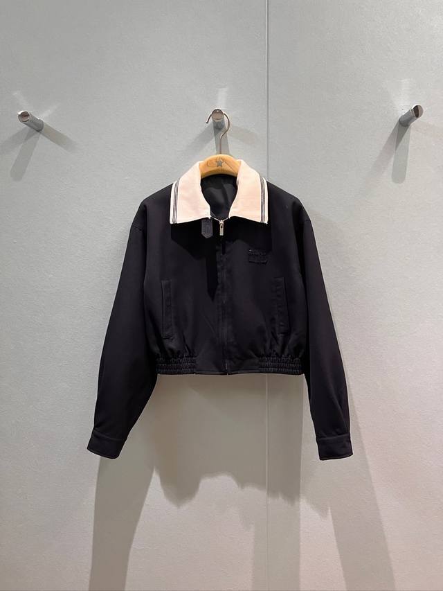 New ribbed lapel color matching waist jacket coat chest patch embroidered logo
