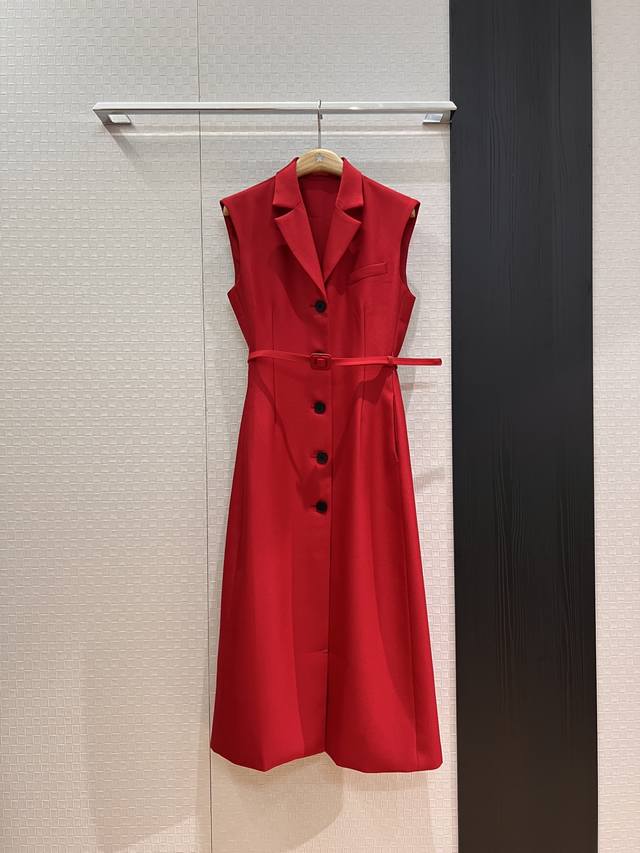 New style suit collar sleeveless waistcoat vest dress long skirt with belt wais