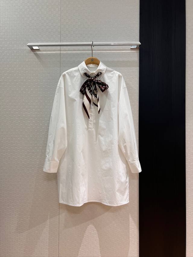New Song Qian same style positioning old flower scarf decorated shirt dress dre