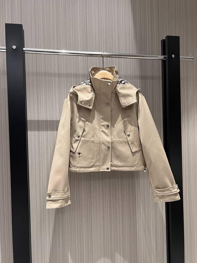 New Recommendation Classic Stand Collar Hooded Short Jacket Double Pocket Desig