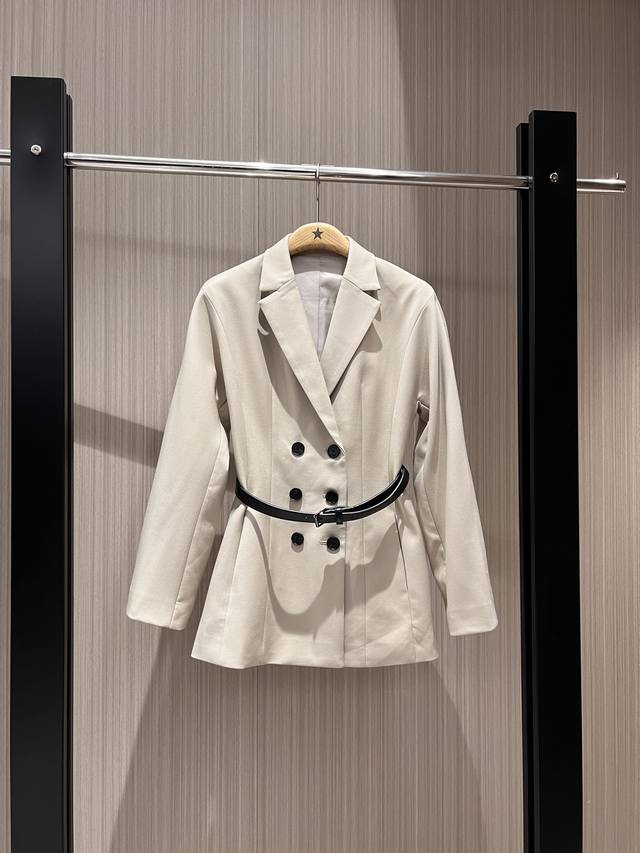 New Recommendation Drop Shoulder Double-Breasted Mid-Length Jacket with Belt Th