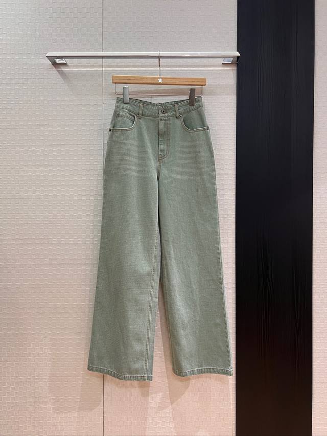New Loewe leather label minimalist retro washed jeans straight pants casual fas