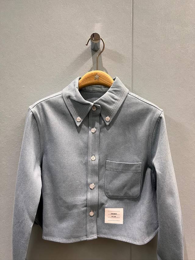 New arrival denim light blue series irregular short denim shirt hardware access