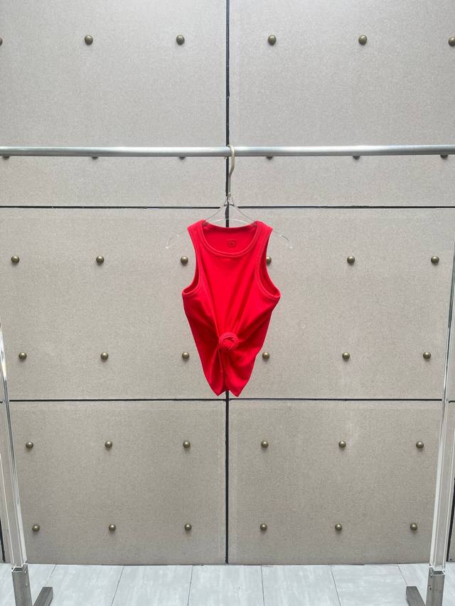 Knotted buttonhole thread vest! Cotton red Sml DDD