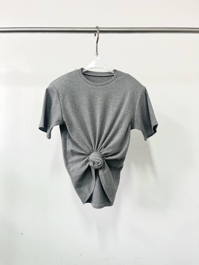 New Magda* knotted buttonhole ribbed T-shirt! Cotton Sml DDD
