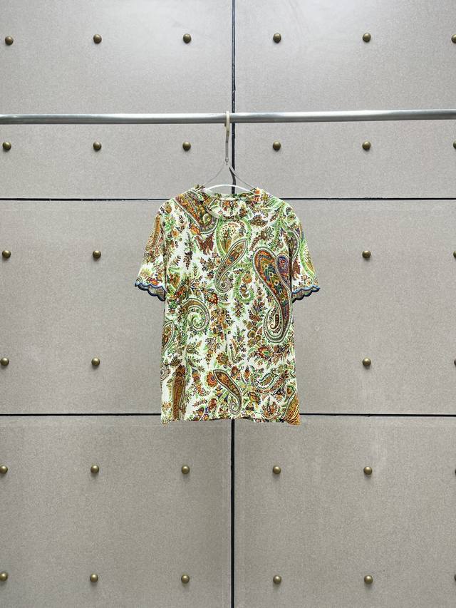 Embroidered lace printed T-shirt! Cotton reactive printing Sml DDD