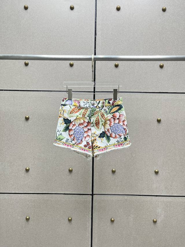 Positioning printed denim shorts! Cotton positioning floral cut reactive printi