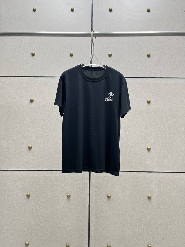 Contrast color logo embroidered T-shirt! Cotton two-color Sml DDD