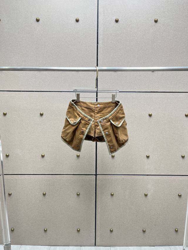 Washed contrast double-layer shorts! Cotton Sml DDD