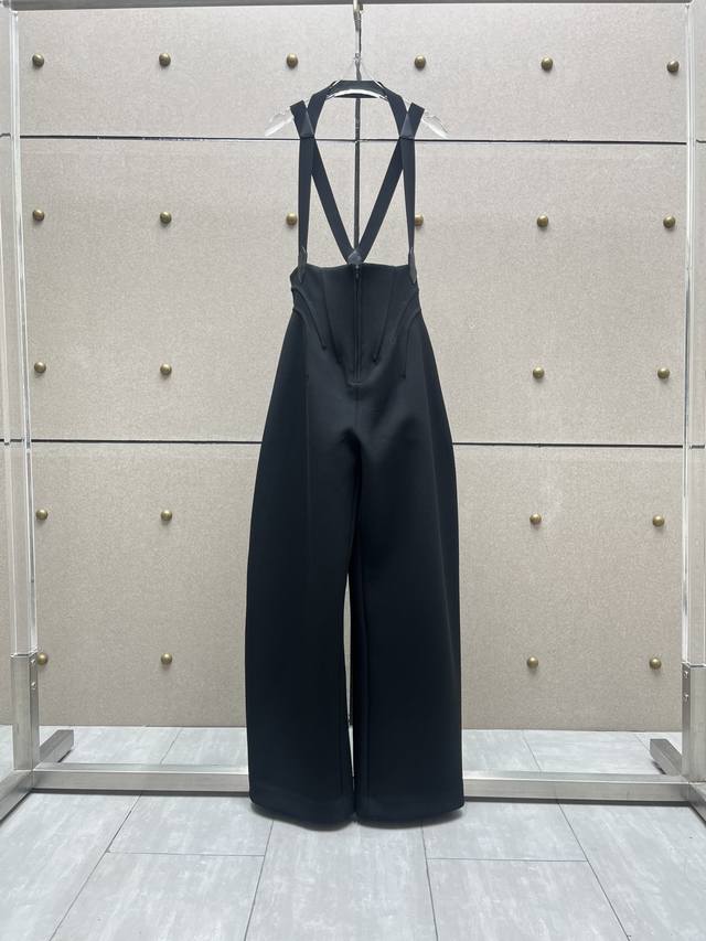 Alai* Show style fish bone high waist overalls! Composite thickened fabric Sml D