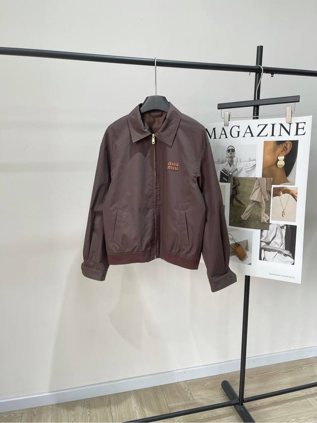 M Cocoa Brown Leather Zipper Jacket DDD, Fabric: Worsted Cotton Blend Color: Coc