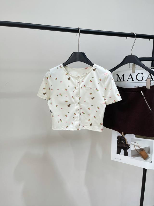 Ann printed puppy single-breasted short-sleeved T DDD, fabric: cotton blend Colo