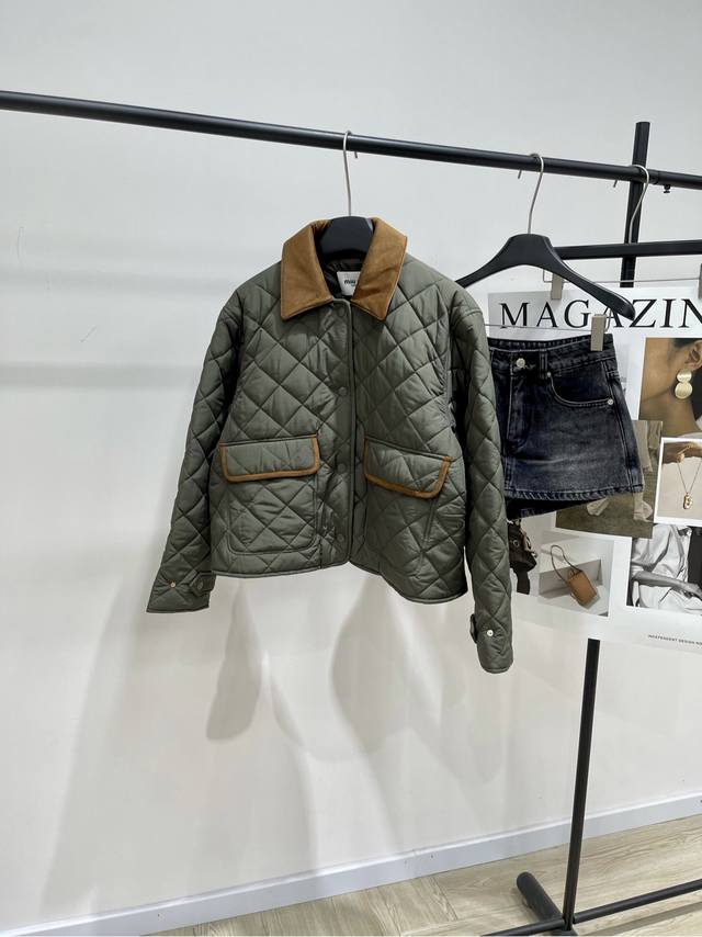 M Army Green Plaid Quilted Jacket DDD, Fabric: Polyester Cotton Color: Army Gree