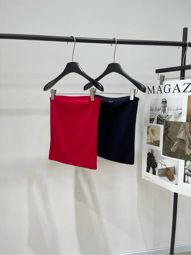 M Solid Color Small Label Knit Tube TopDDD, Fabric: 100% CottonColors: Red, Navy