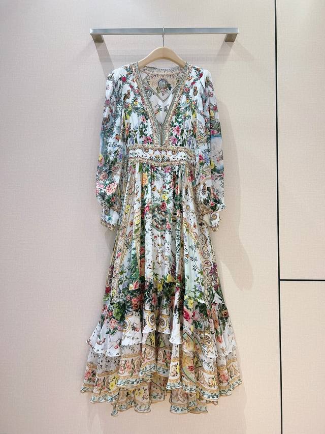 Camill*A Baroque silk print dress French tea break style ~ Baroque classic gentl