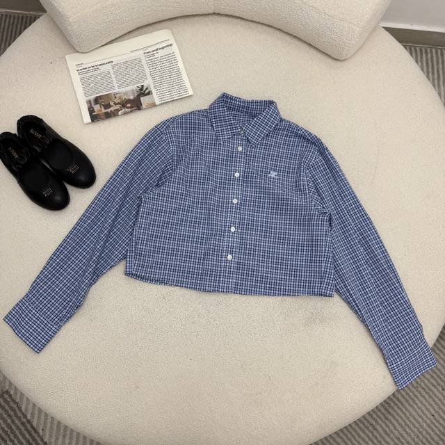Daily casual Korean niche 25 early autumn letter logo embroidered short shirt fu