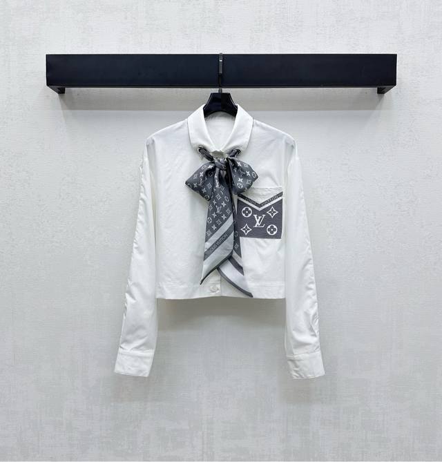 Louis Vuitto*2025 New Arrivals. Silk scarf pocket shirt, custom YB imported twil