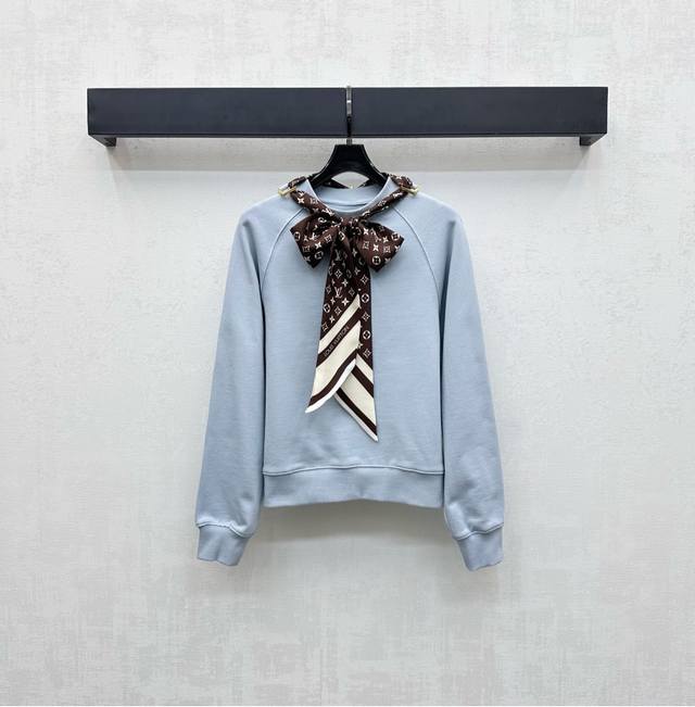 Louis Vuitto*2025 New Arrivals. Custom silk scarf, round-neck sweatshirt. Import