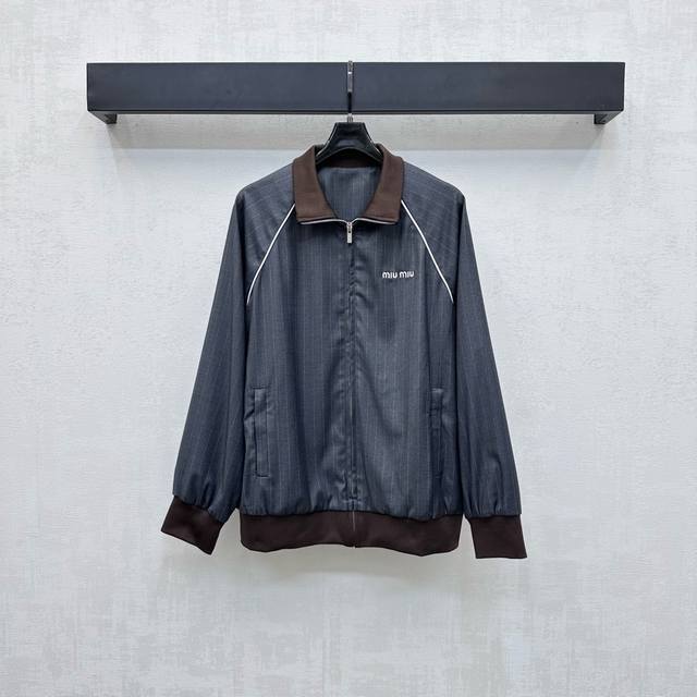 Miumi*2025 New Arrival: Custom-Made Zipper Jacket Made from Yb Imported Blended