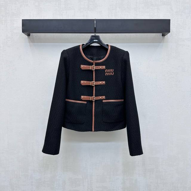 Miumi*2025 New Arrivals: Round-neck woolen dress jacket, custom-made with import