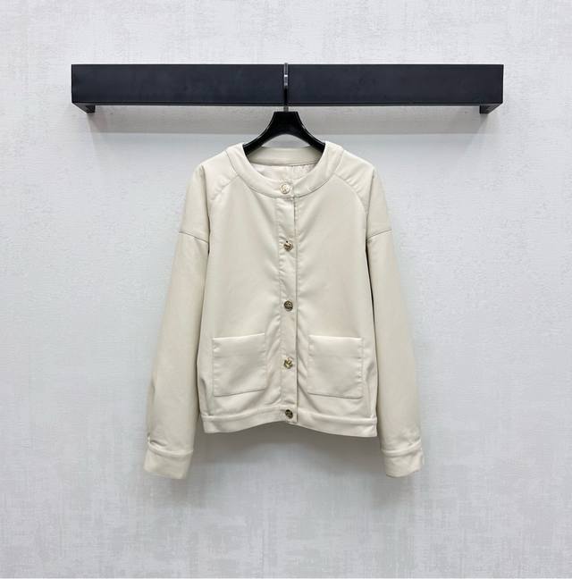 Chane*2025 New Arrival Round-Neck Leather Jacket Custom Made YB Imported Leather