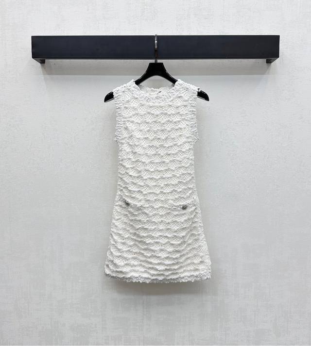 Chane*2025 New Arrival: 3D crocheted vest dress. Custom-made YB imported knit ma
