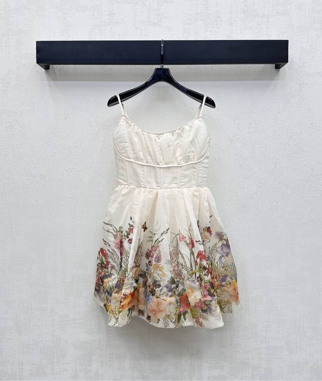 Zimmerman*2025 New Arrival Printed Slip Dress Custom Made YB Imported Linen Fabr