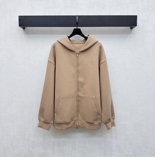 Miumi*2025 New Arrival: Custom Hooded Zipper Jacket Made of Yb Imported Air Cott