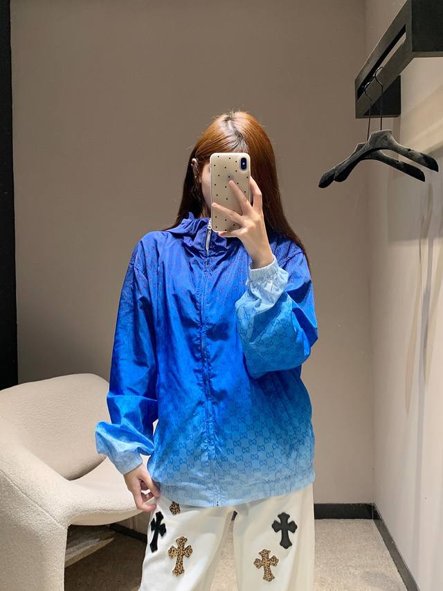 Gucc* 25Sfw Early Fall new woven printed hooded long-sleeved jacket | Exclusive